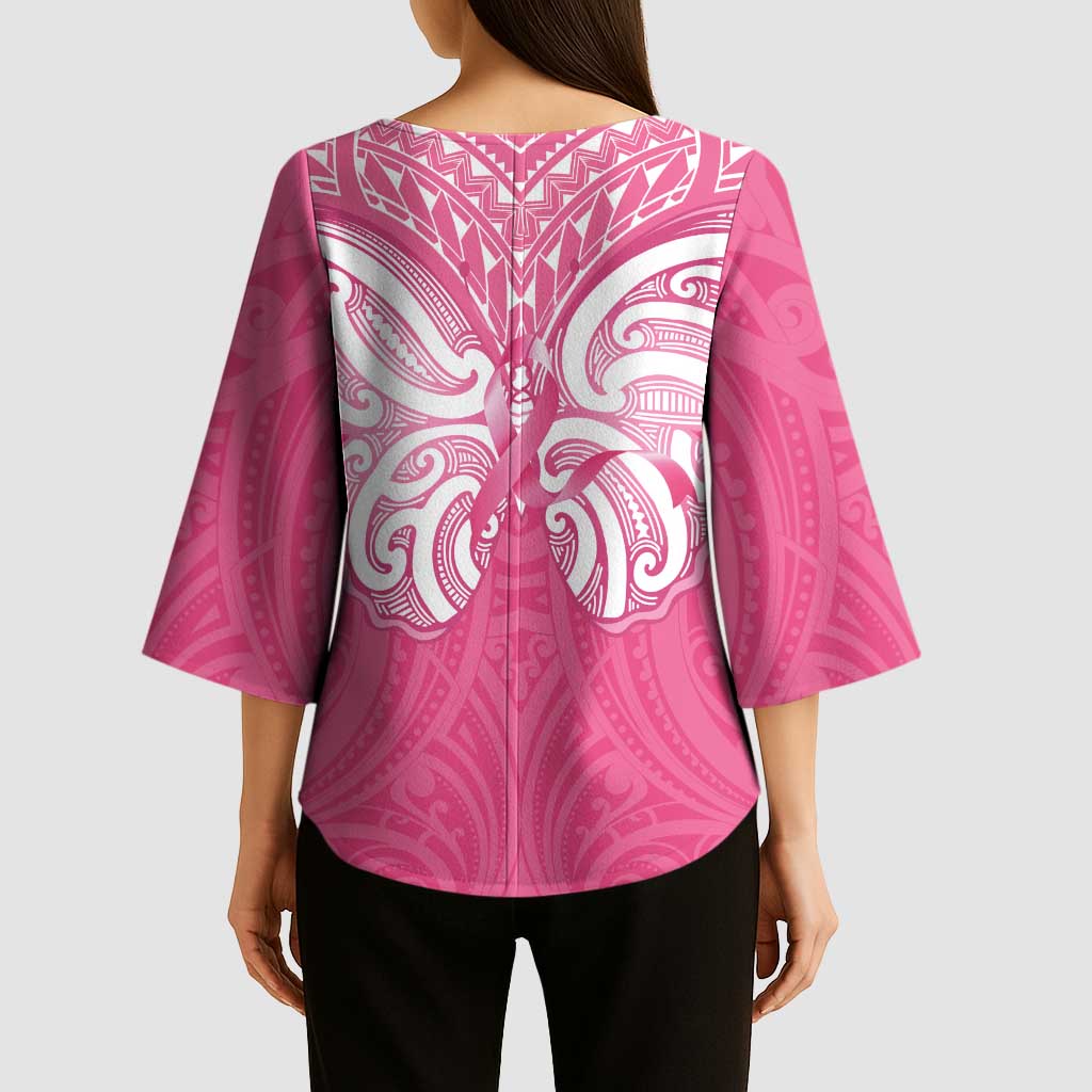 New Zealand Breast Cancer Awareness Kimono Sleeve Blouse Maori Butterfly Pink Ribbon - Aussie Hoodie