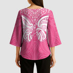 New Zealand Breast Cancer Awareness Kimono Sleeve Blouse Maori Butterfly Pink Ribbon - Aussie Hoodie