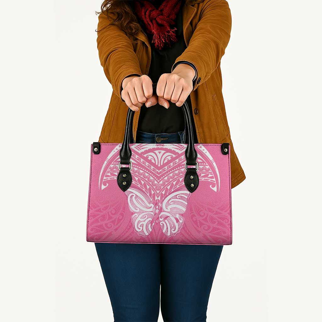 New Zealand Breast Cancer Awareness Leather Bag Maori Butterfly Pink Ribbon - Aussie Hoodie