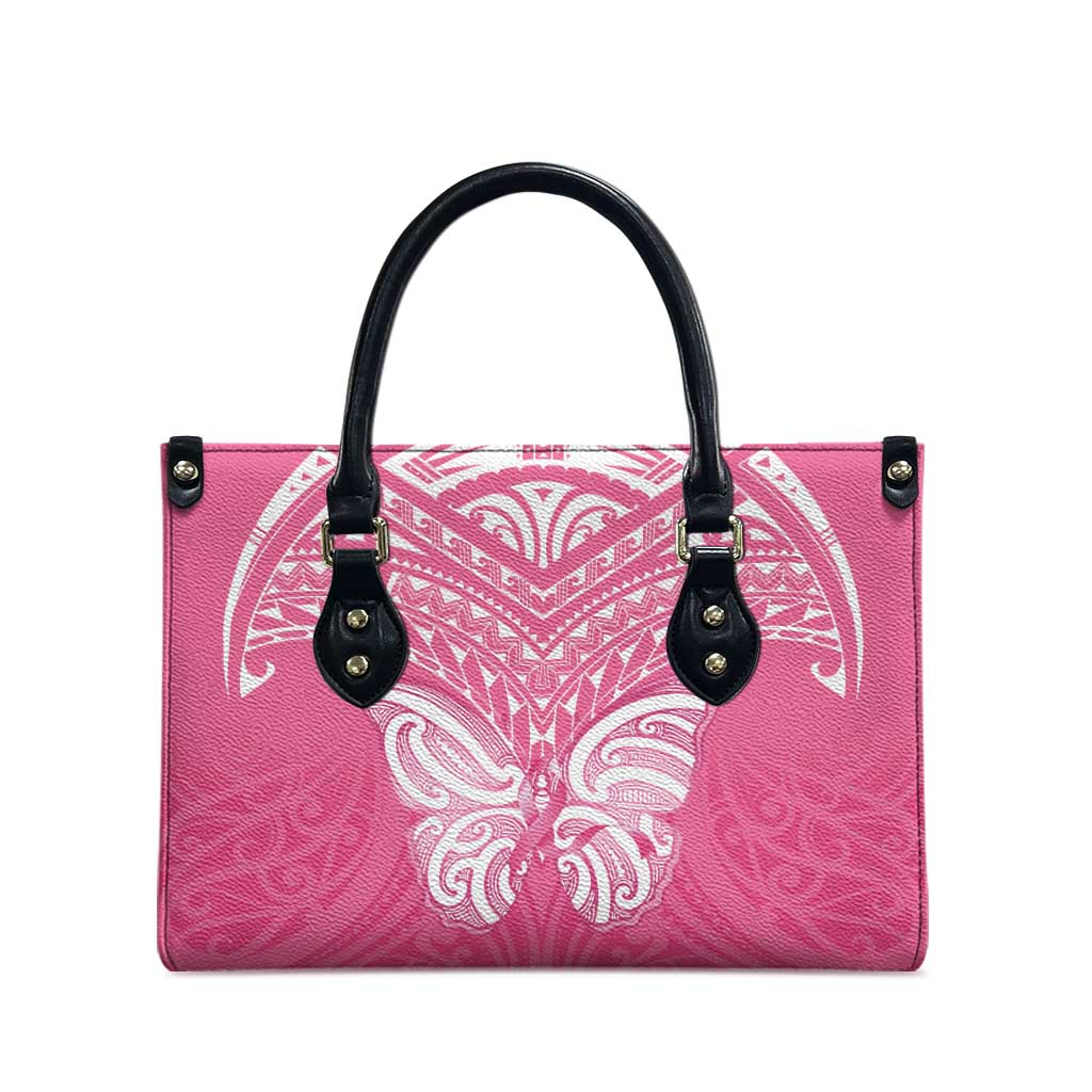 New Zealand Breast Cancer Awareness Leather Bag Maori Butterfly Pink Ribbon - Aussie Hoodie