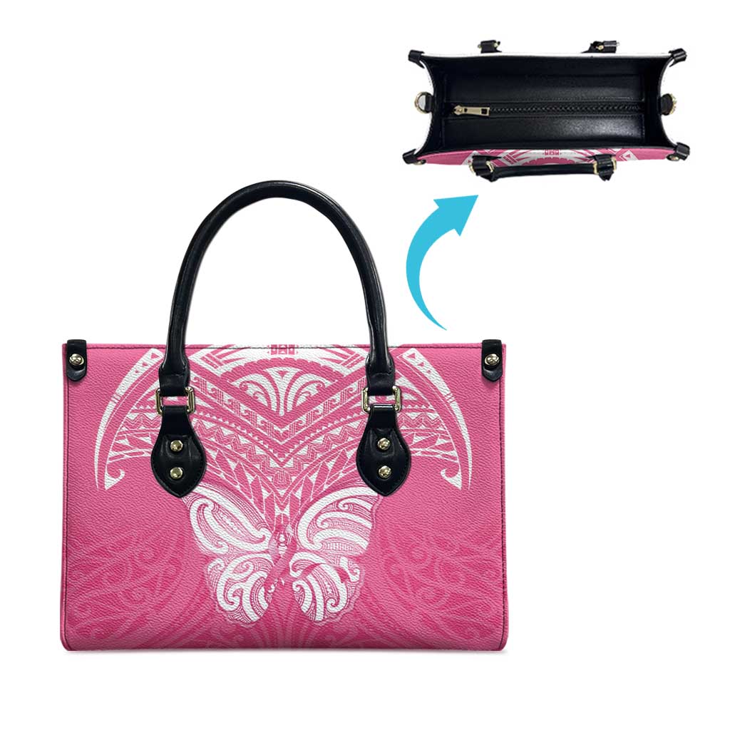 New Zealand Breast Cancer Awareness Leather Bag Maori Butterfly Pink Ribbon - Aussie Hoodie