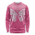 New Zealand Breast Cancer Awareness Long Sleeve Shirt Maori Butterfly Pink Ribbon - Aussie Hoodie
