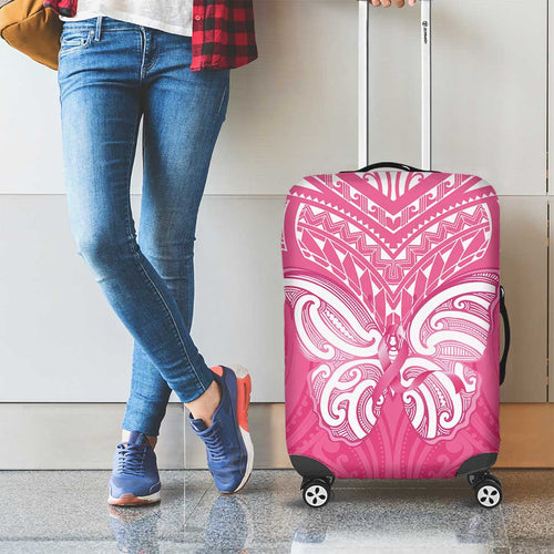 New Zealand Breast Cancer Awareness Luggage Cover Maori Butterfly Pink Ribbon - Aussie Hoodie