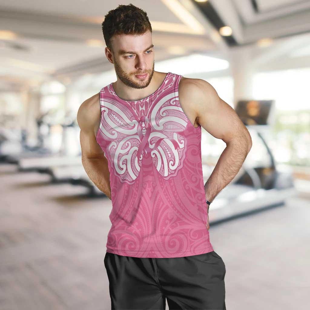 New Zealand Breast Cancer Awareness Men Tank Top Maori Butterfly Pink Ribbon - Aussie Hoodie