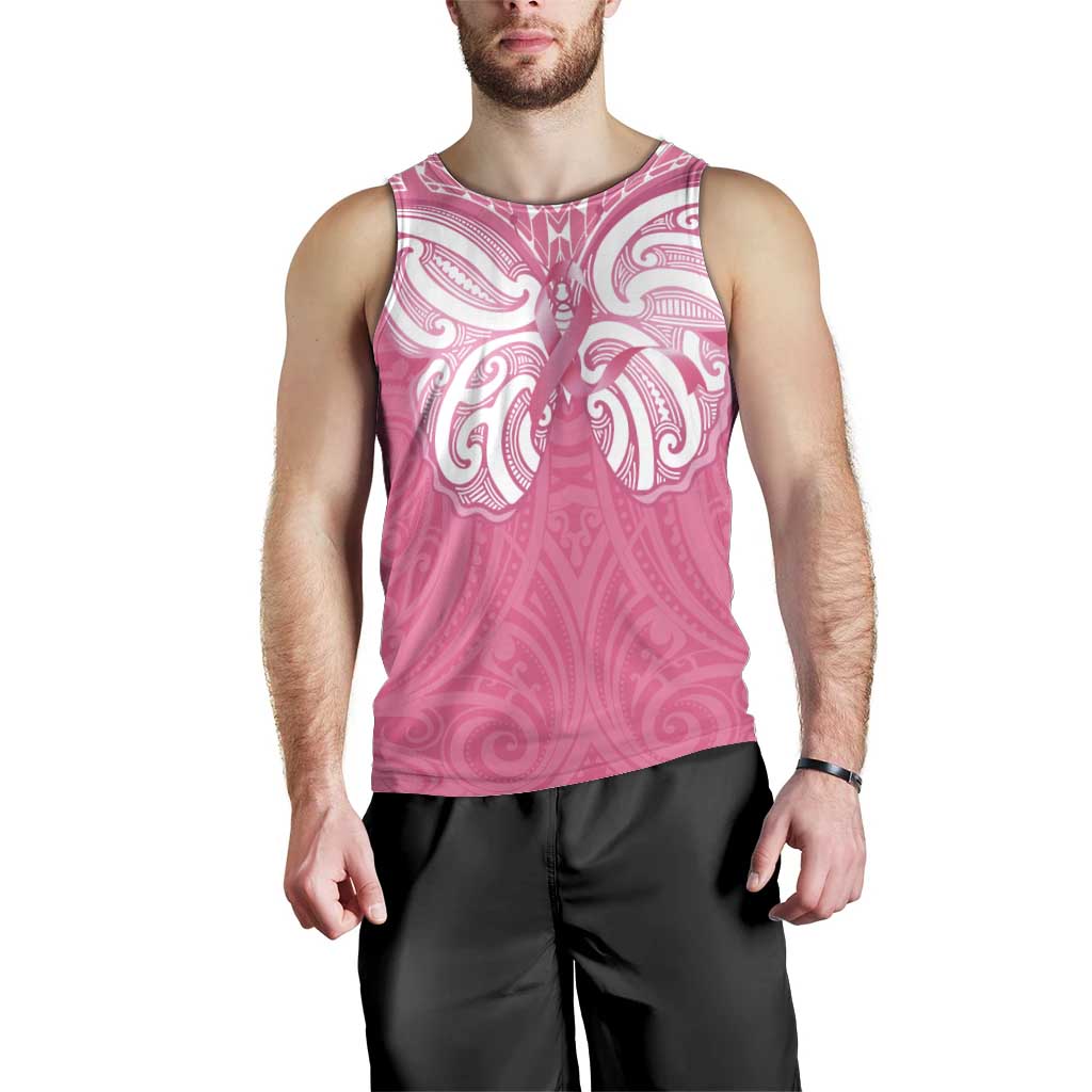 New Zealand Breast Cancer Awareness Men Tank Top Maori Butterfly Pink Ribbon - Aussie Hoodie