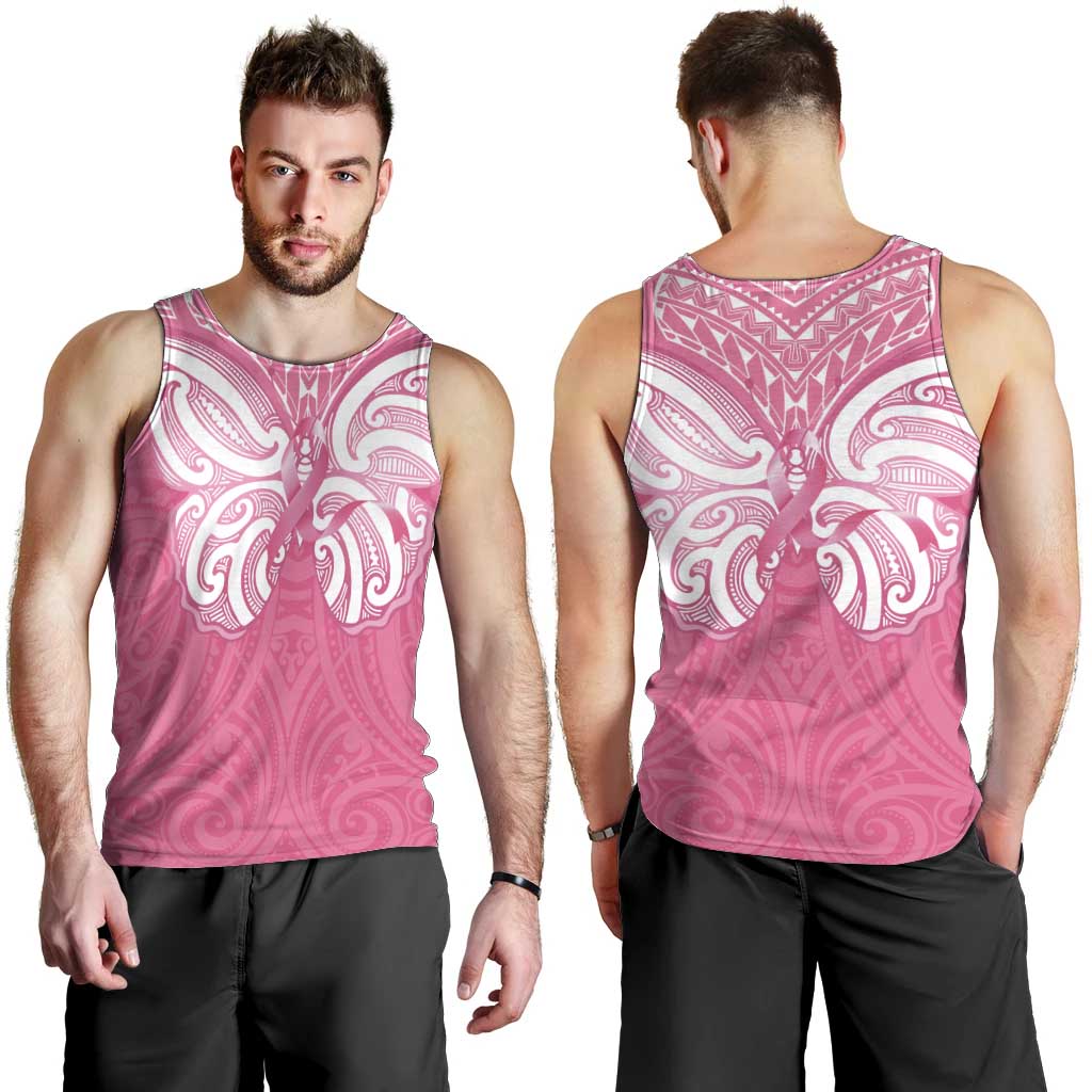 New Zealand Breast Cancer Awareness Men Tank Top Maori Butterfly Pink Ribbon - Aussie Hoodie