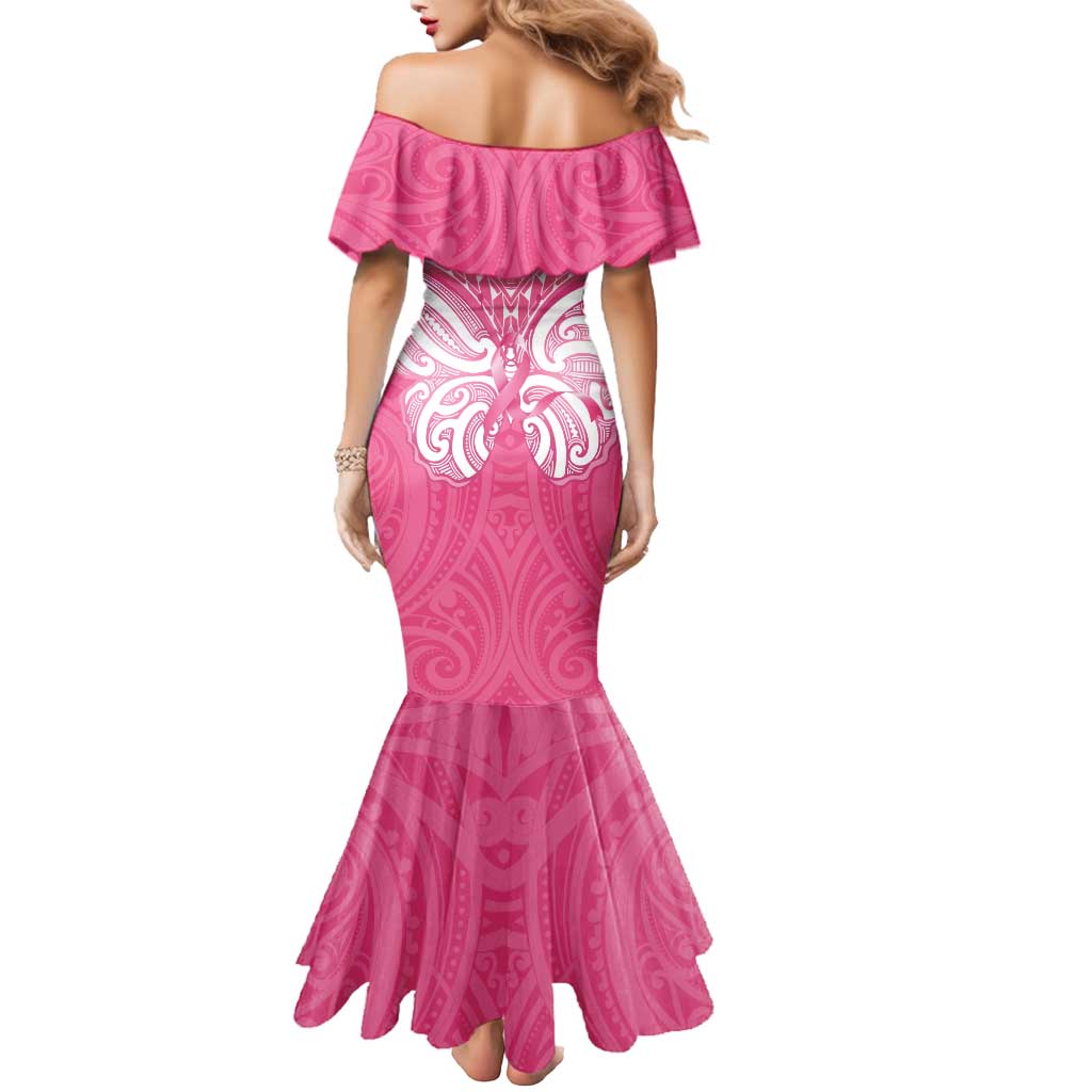 New Zealand Breast Cancer Awareness Mermaid Dress Maori Butterfly Pink Ribbon - Aussie Hoodie
