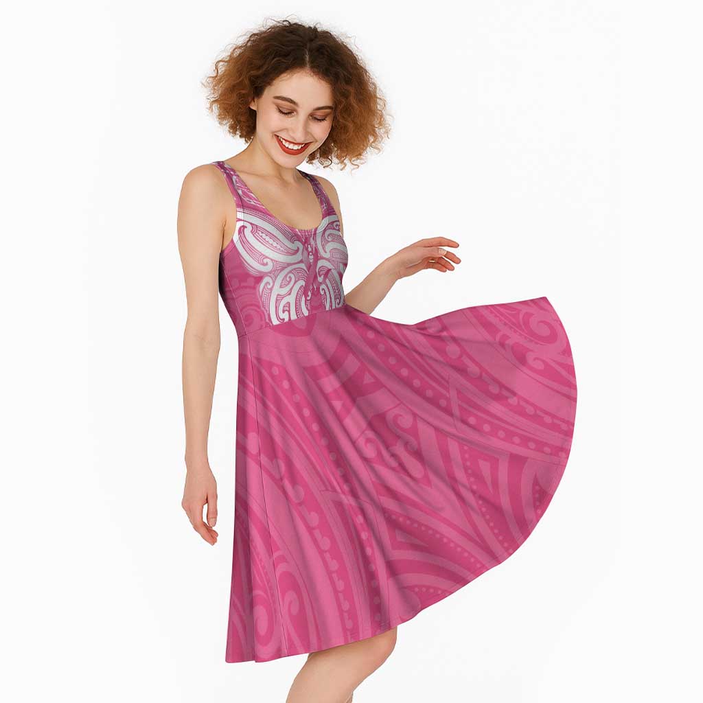 New Zealand Breast Cancer Awareness Midi Dress Maori Butterfly Pink Ribbon - Aussie Hoodie