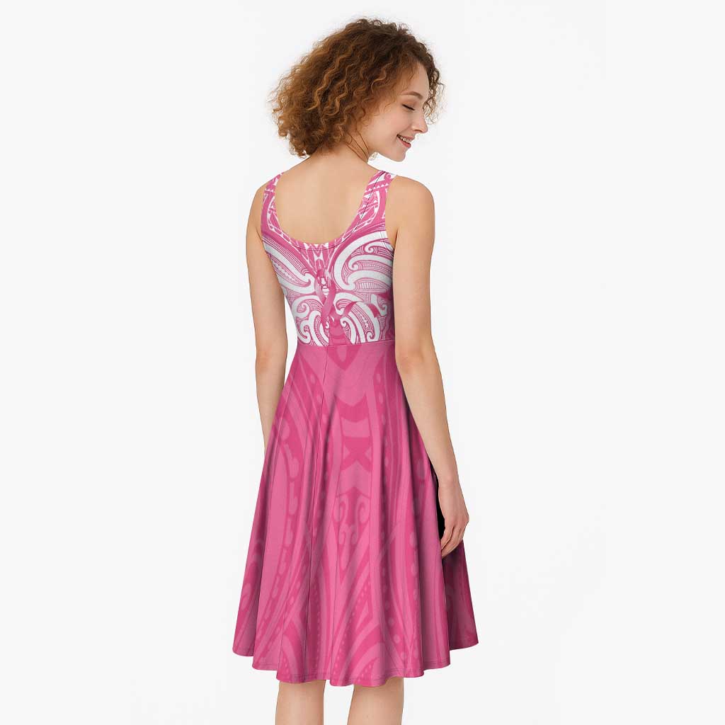 New Zealand Breast Cancer Awareness Midi Dress Maori Butterfly Pink Ribbon - Aussie Hoodie