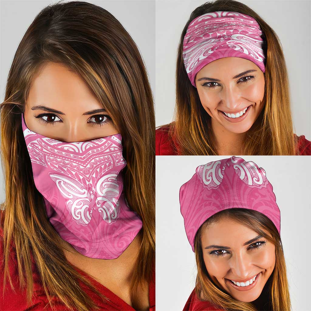 New Zealand Breast Cancer Awareness Neck Gaiter Maori Butterfly Pink Ribbon - Aussie Hoodie