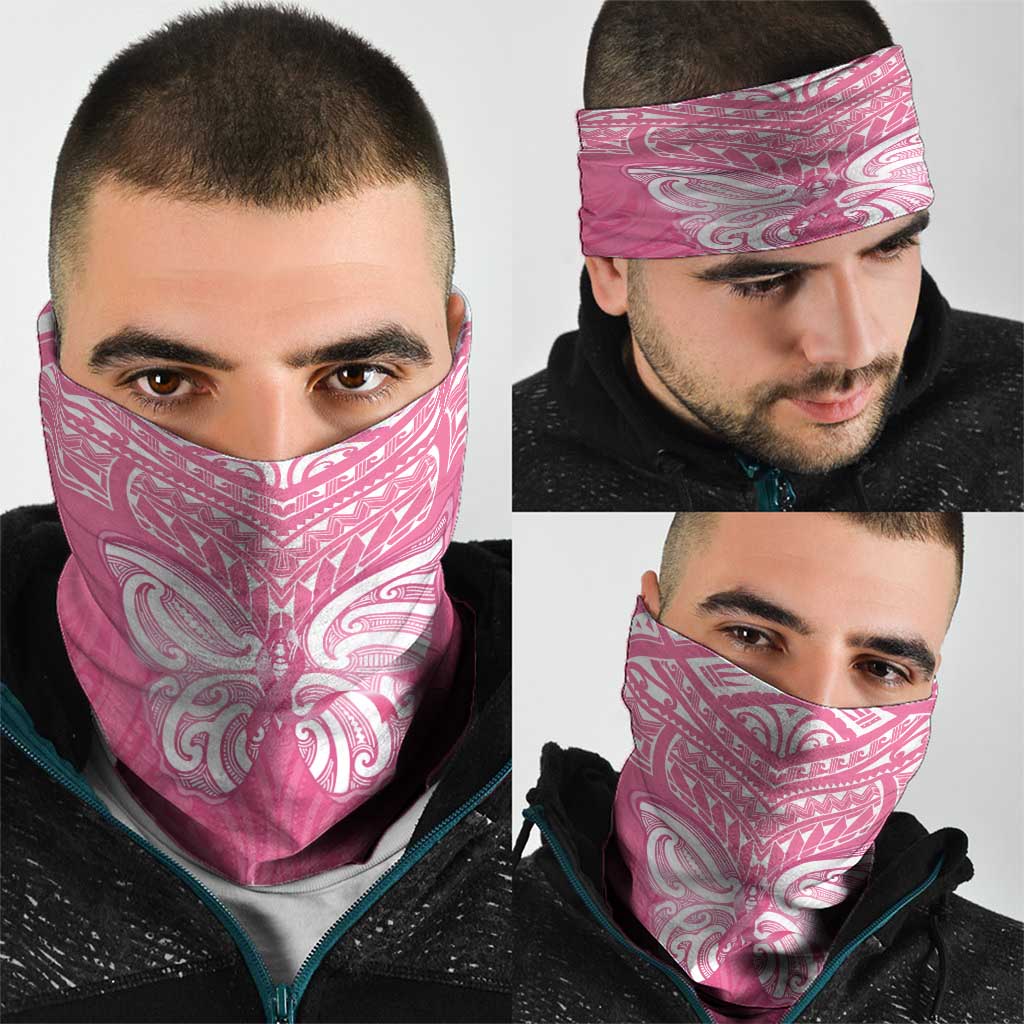 New Zealand Breast Cancer Awareness Neck Gaiter Maori Butterfly Pink Ribbon - Aussie Hoodie