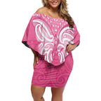 New Zealand Breast Cancer Awareness Off Shoulder Short Dress Maori Butterfly Pink Ribbon - Aussie Hoodie