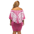 New Zealand Breast Cancer Awareness Off Shoulder Short Dress Maori Butterfly Pink Ribbon - Aussie Hoodie