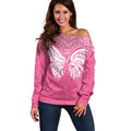 New Zealand Breast Cancer Awareness Off Shoulder Sweater Maori Butterfly Pink Ribbon - Aussie Hoodie
