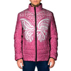 New Zealand Breast Cancer Awareness Padded Jacket Maori Butterfly Pink Ribbon - Aussie Hoodie