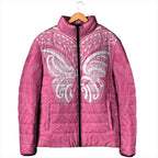 New Zealand Breast Cancer Awareness Padded Jacket Maori Butterfly Pink Ribbon - Aussie Hoodie