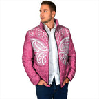 New Zealand Breast Cancer Awareness Padded Jacket Maori Butterfly Pink Ribbon - Aussie Hoodie