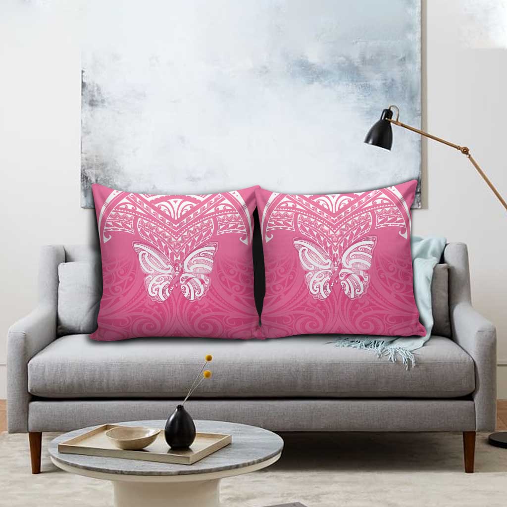 New Zealand Breast Cancer Awareness Pillow Cover Maori Butterfly Pink Ribbon - Aussie Hoodie