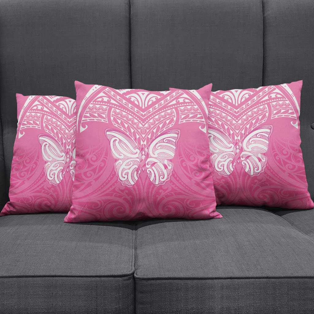 New Zealand Breast Cancer Awareness Pillow Cover Maori Butterfly Pink Ribbon - Aussie Hoodie