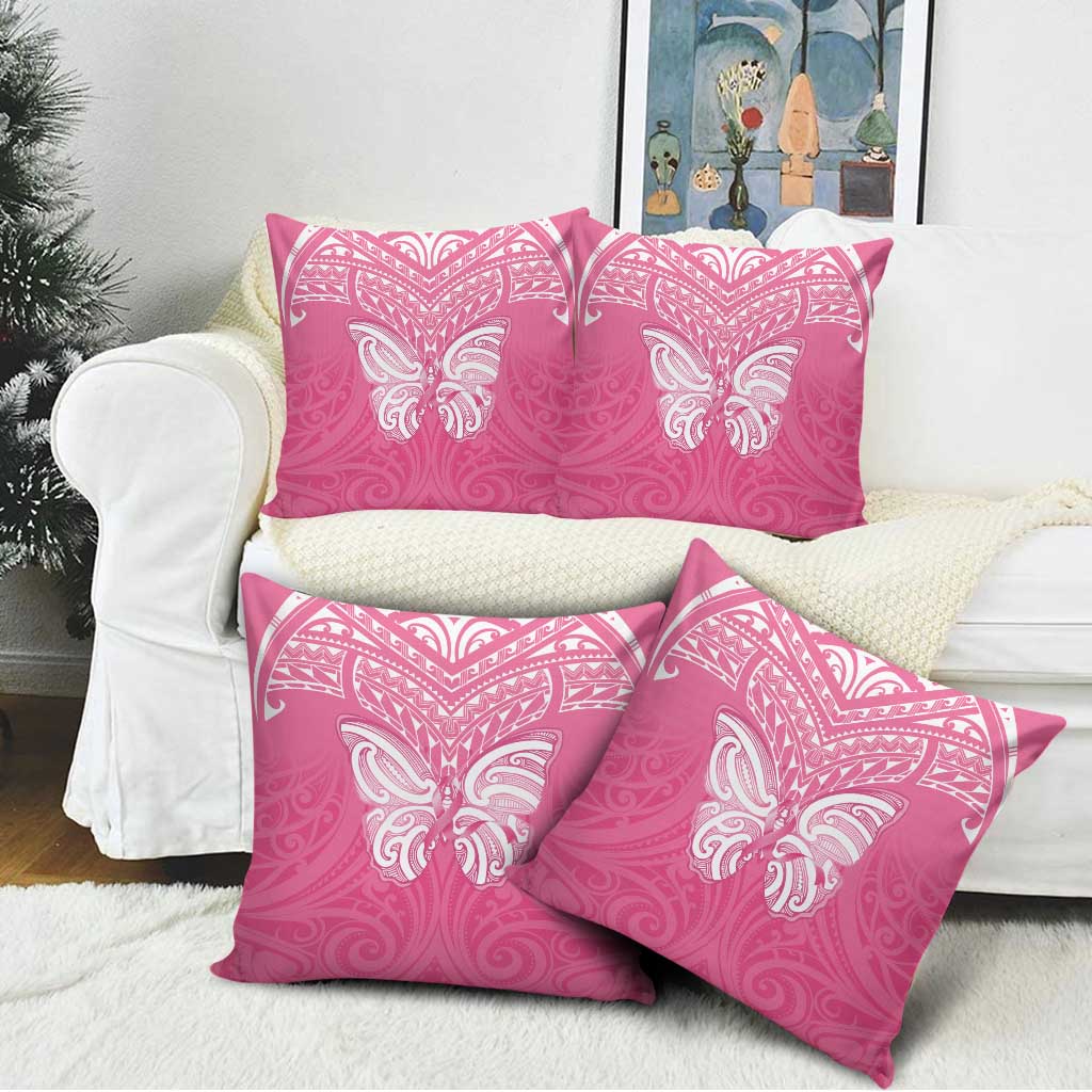 New Zealand Breast Cancer Awareness Pillow Cover Maori Butterfly Pink Ribbon - Aussie Hoodie