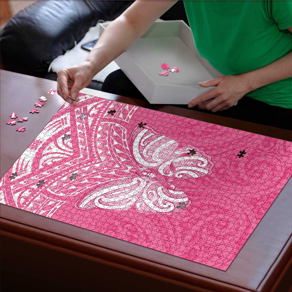 New Zealand Breast Cancer Awareness Puzzle Maori Butterfly Pink Ribbon - Aussie Hoodie