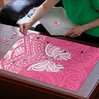 New Zealand Breast Cancer Awareness Puzzle Maori Butterfly Pink Ribbon - Aussie Hoodie