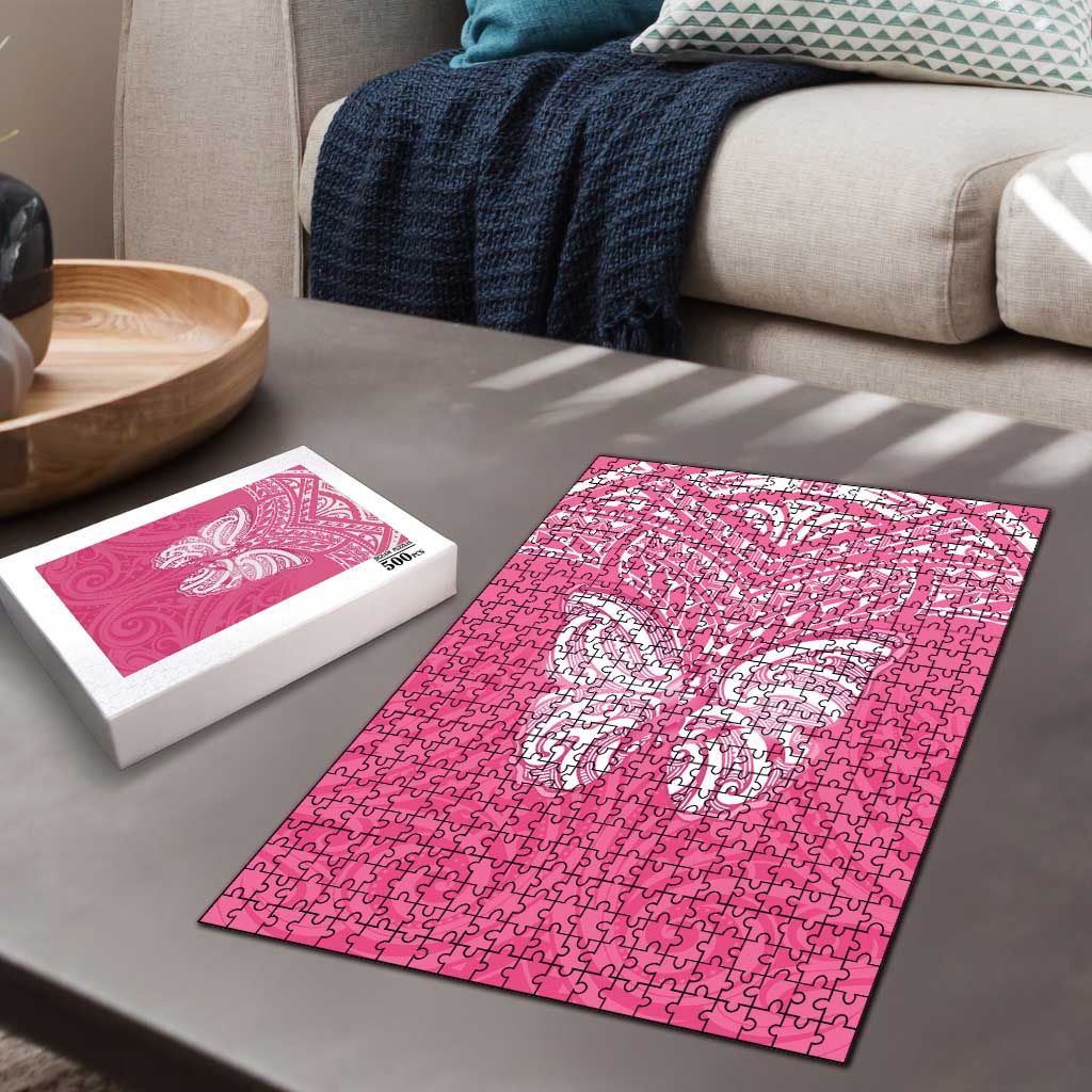 New Zealand Breast Cancer Awareness Puzzle Maori Butterfly Pink Ribbon - Aussie Hoodie