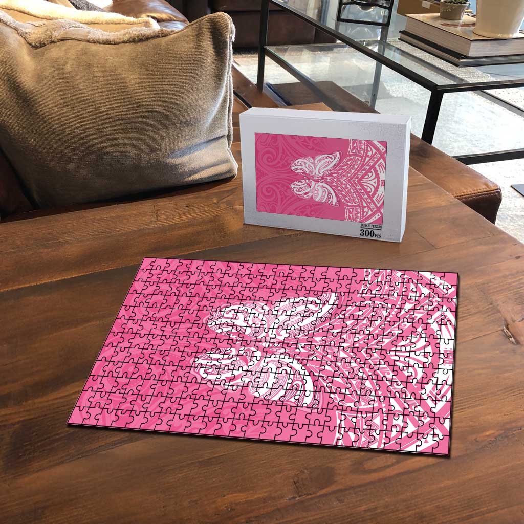 New Zealand Breast Cancer Awareness Puzzle Maori Butterfly Pink Ribbon - Aussie Hoodie