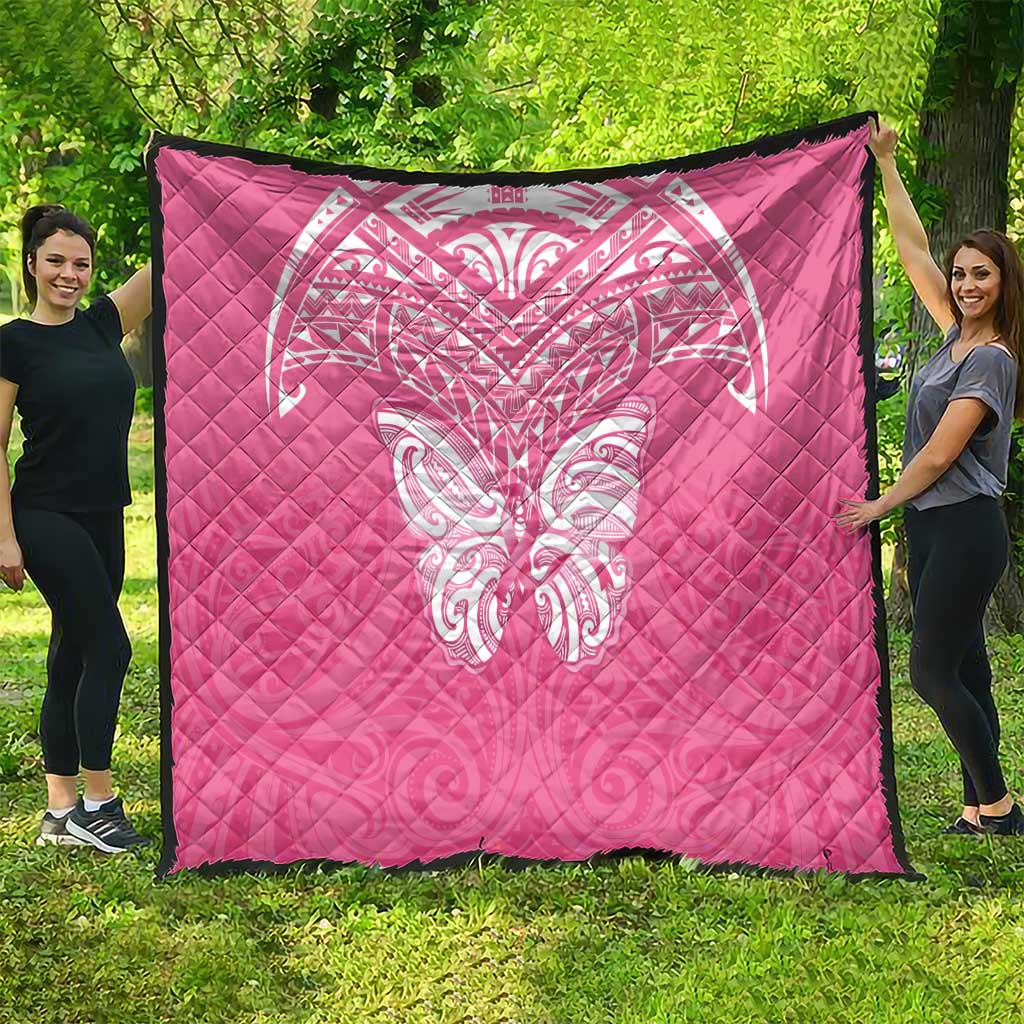 New Zealand Breast Cancer Awareness Quilt Maori Butterfly Pink Ribbon - Aussie Hoodie