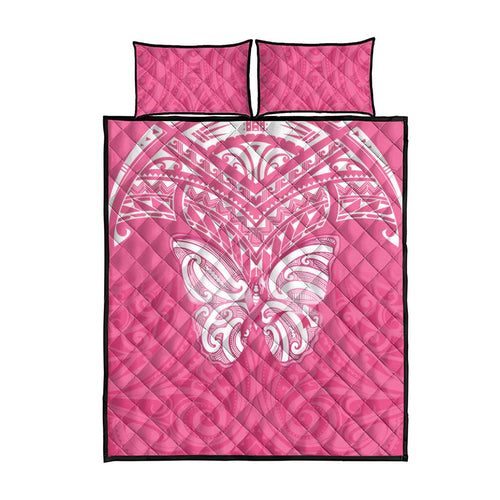 New Zealand Breast Cancer Awareness Quilt Bed Set Maori Butterfly Pink Ribbon - Aussie Hoodie