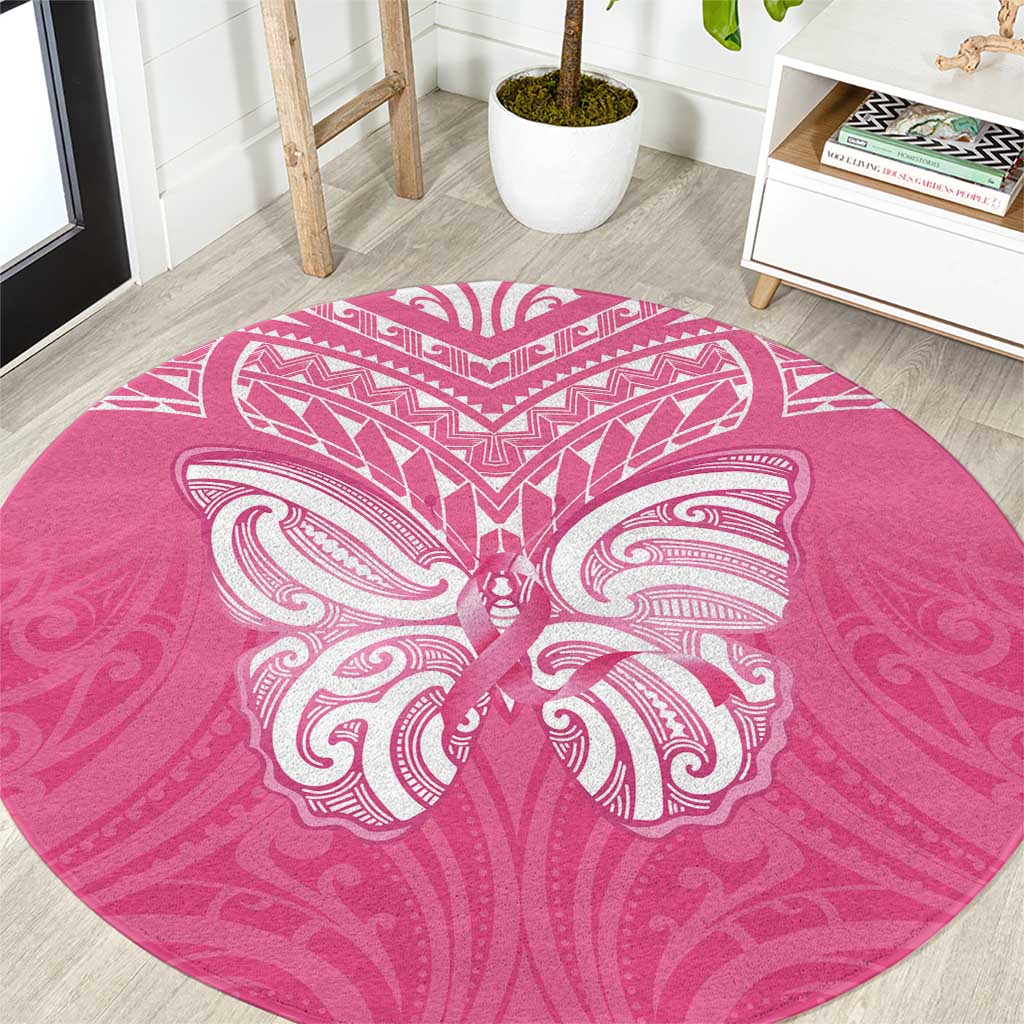 New Zealand Breast Cancer Awareness Round Carpet Maori Butterfly Pink Ribbon - Aussie Hoodie