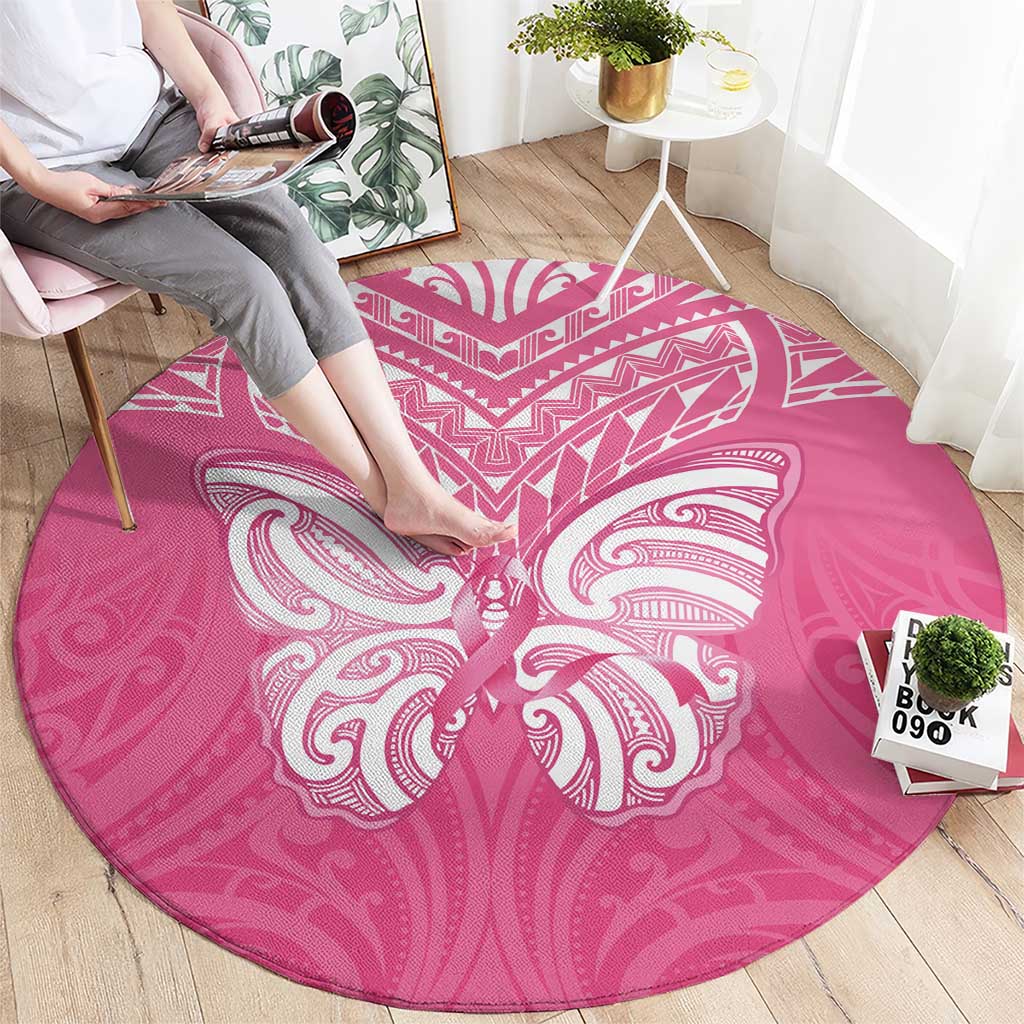 New Zealand Breast Cancer Awareness Round Carpet Maori Butterfly Pink Ribbon - Aussie Hoodie