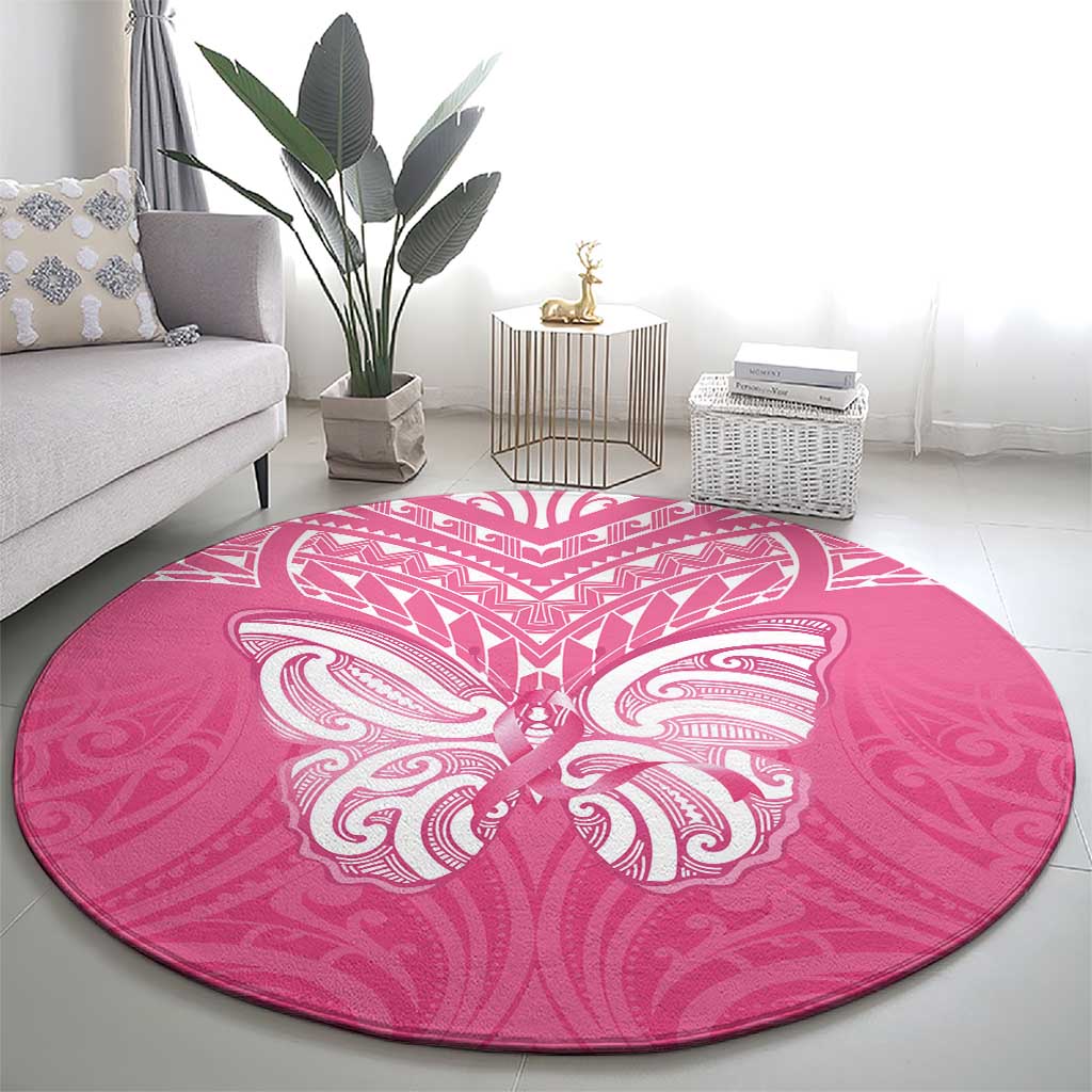New Zealand Breast Cancer Awareness Round Carpet Maori Butterfly Pink Ribbon - Aussie Hoodie