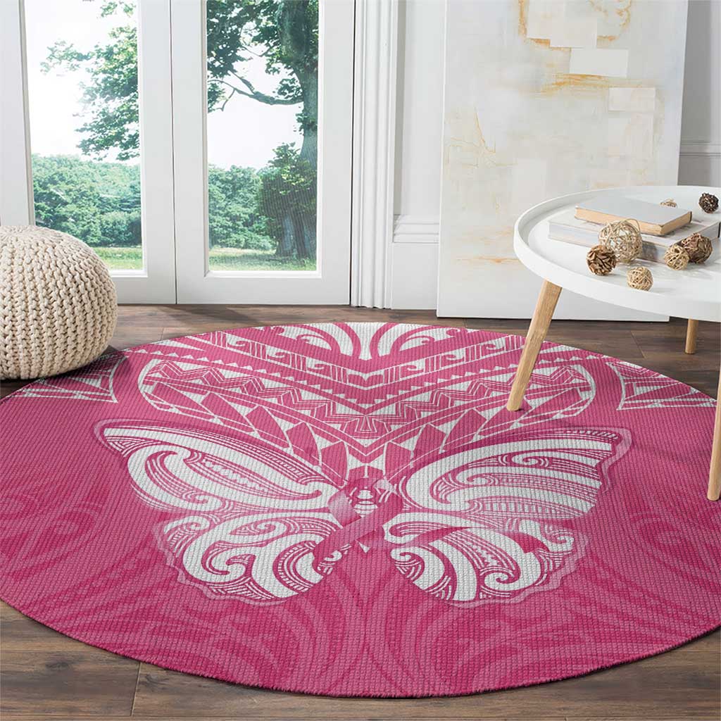 New Zealand Breast Cancer Awareness Round Carpet Maori Butterfly Pink Ribbon - Aussie Hoodie