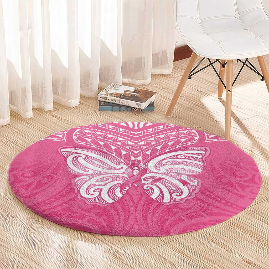New Zealand Breast Cancer Awareness Round Carpet Maori Butterfly Pink Ribbon - Aussie Hoodie