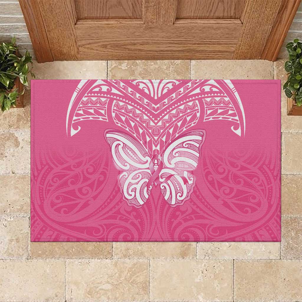 New Zealand Breast Cancer Awareness Rubber Doormat Maori Butterfly Pink Ribbon - Aussie Hoodie