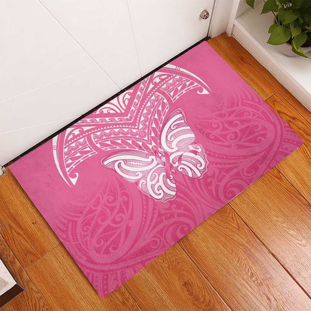 New Zealand Breast Cancer Awareness Rubber Doormat Maori Butterfly Pink Ribbon - Aussie Hoodie