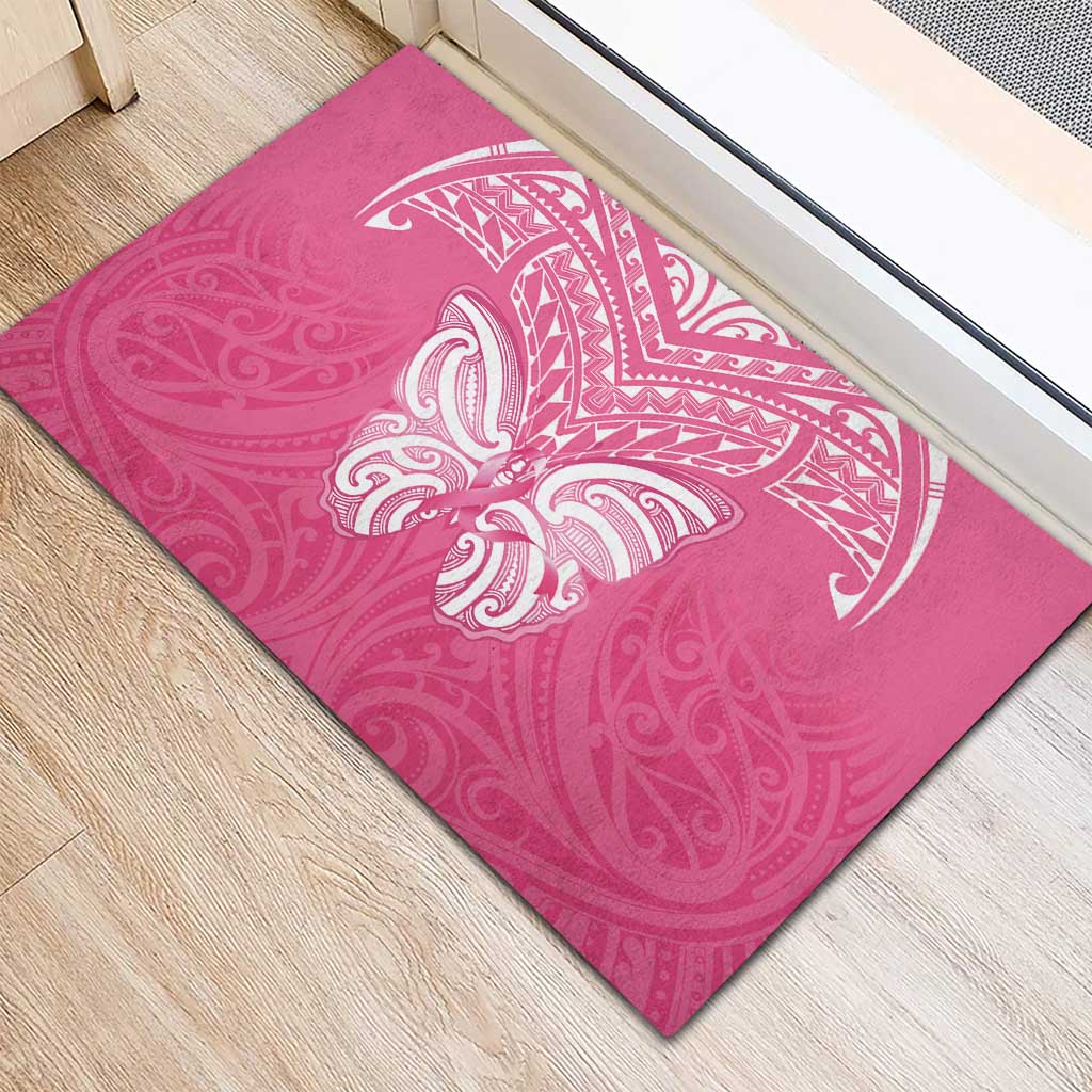 New Zealand Breast Cancer Awareness Rubber Doormat Maori Butterfly Pink Ribbon - Aussie Hoodie