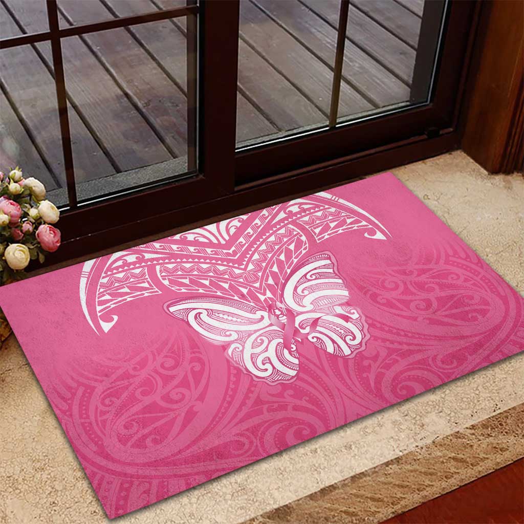 New Zealand Breast Cancer Awareness Rubber Doormat Maori Butterfly Pink Ribbon - Aussie Hoodie