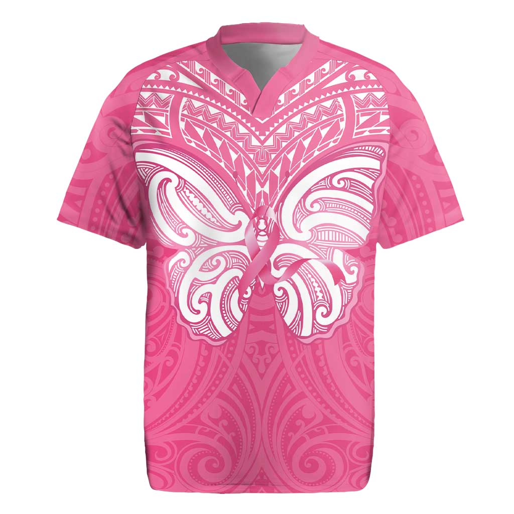 New Zealand Breast Cancer Awareness Rugby Jersey Maori Butterfly Pink Ribbon - Aussie Hoodie