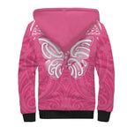 New Zealand Breast Cancer Awareness Sherpa Hoodie Maori Butterfly Pink Ribbon - Aussie Hoodie
