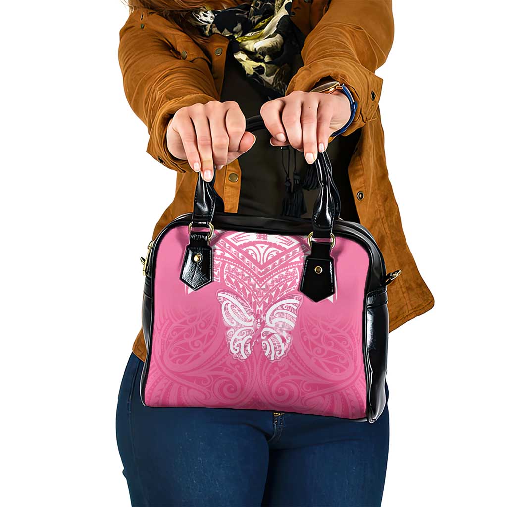 New Zealand Breast Cancer Awareness Shoulder Handbag Maori Butterfly Pink Ribbon - Aussie Hoodie