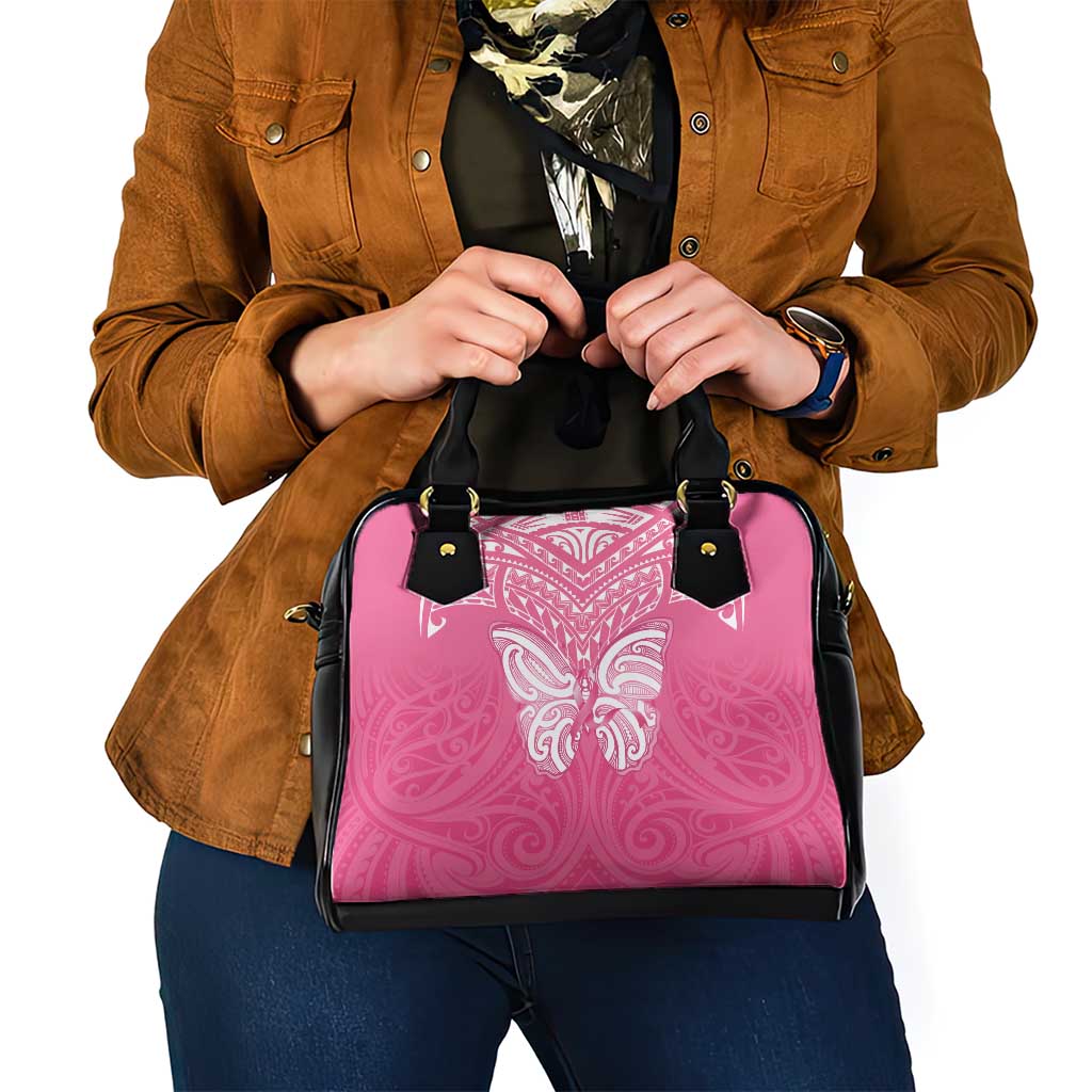 New Zealand Breast Cancer Awareness Shoulder Handbag Maori Butterfly Pink Ribbon - Aussie Hoodie