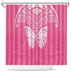 New Zealand Breast Cancer Awareness Shower Curtain Maori Butterfly Pink Ribbon - Aussie Hoodie