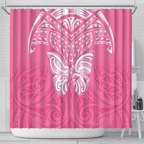 New Zealand Breast Cancer Awareness Shower Curtain Maori Butterfly Pink Ribbon - Aussie Hoodie