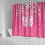 New Zealand Breast Cancer Awareness Shower Curtain Maori Butterfly Pink Ribbon - Aussie Hoodie
