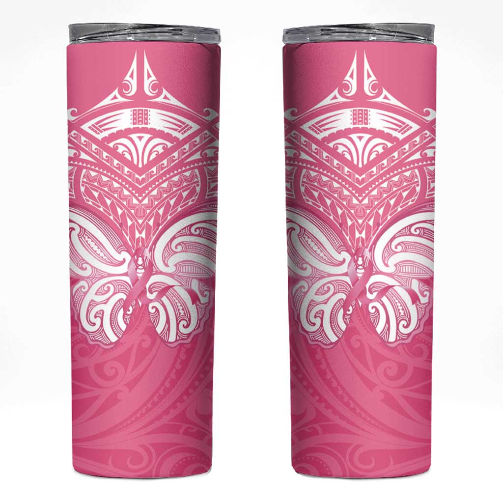 New Zealand Breast Cancer Awareness Skinny Tumbler Maori Butterfly Pink Ribbon - Aussie Hoodie
