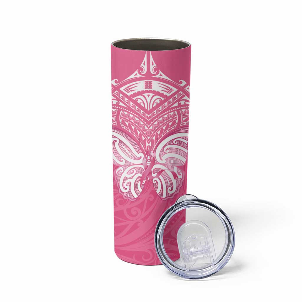 New Zealand Breast Cancer Awareness Skinny Tumbler Maori Butterfly Pink Ribbon - Aussie Hoodie