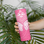 New Zealand Breast Cancer Awareness Skinny Tumbler Maori Butterfly Pink Ribbon - Aussie Hoodie