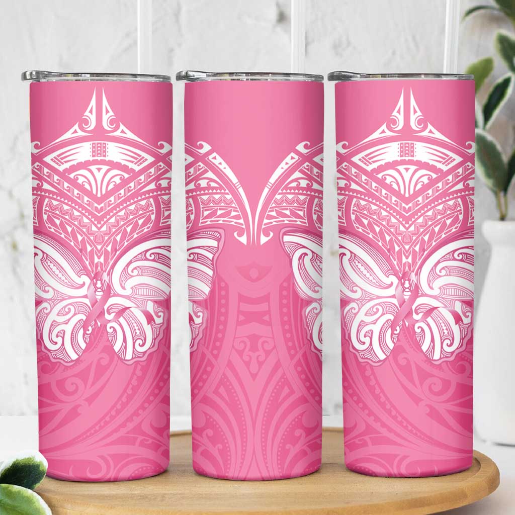New Zealand Breast Cancer Awareness Skinny Tumbler Maori Butterfly Pink Ribbon - Aussie Hoodie